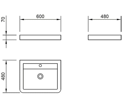 Pura Flite Vanity Unit 600mm Double Drawer Including Basin