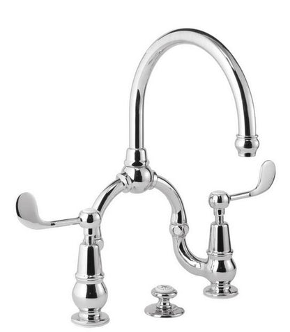 Lefroy Brooks La Chapelle Basin Bridge Mixer With Levers & Pop-Up Waste - SIlver Nickel