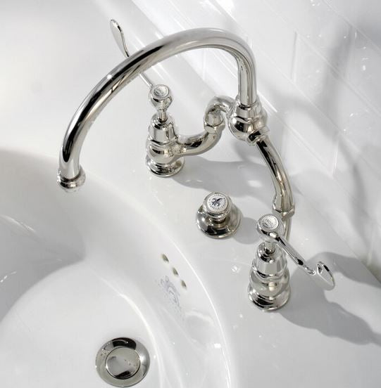 Lefroy Brooks La Chapelle Basin Bridge Mixer With Levers & Pop-Up Waste - SIlver Nickel