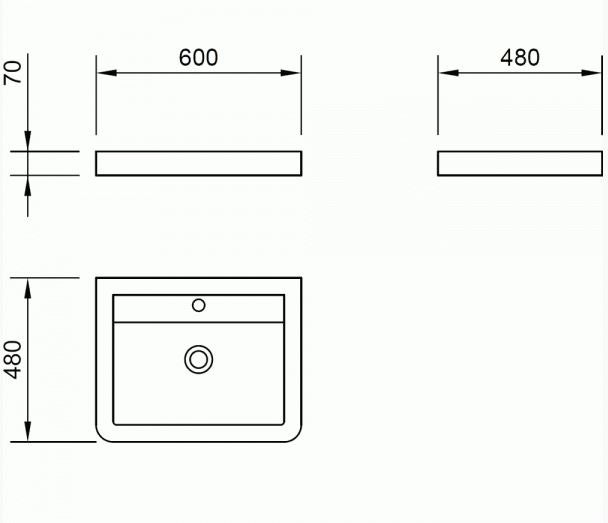 Essentials Flite 600x480mm Basin With One Tap Hole