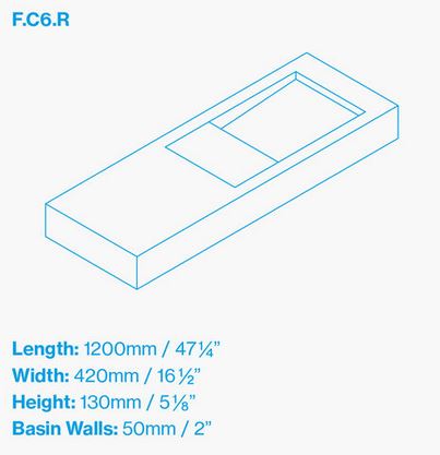 Kast Flor Basin 1200mm x 420mm (choose handing/colour)