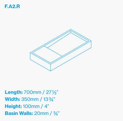 Kast Flor Left Hand Basin 700mm x 350mm (choose colour)
