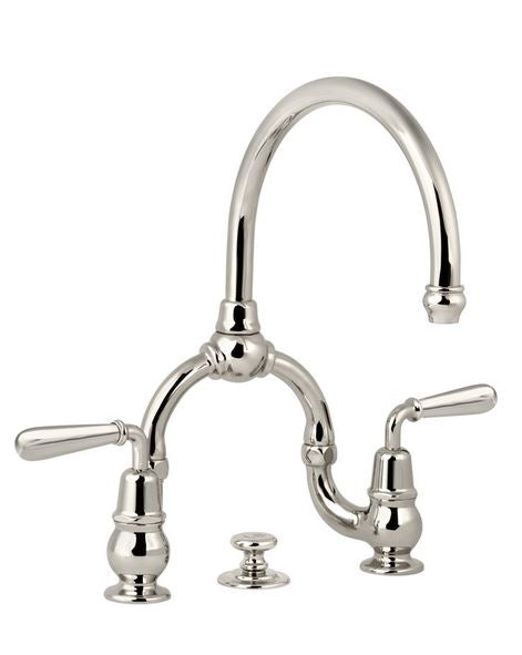 Lefroy Brooks La Chapelle Basin Bridge Mixer With Metal Torpille Levers & Pop-Up Waste - Chrome