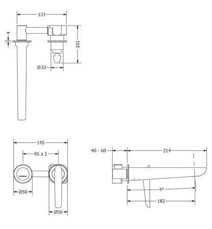 Foile Basin 2H Set Wall Mounted Chrome For Premium Bath