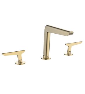 Crosswater Foile 3 Tap Hole deck Mounted Basin Mixer Brushed Brass