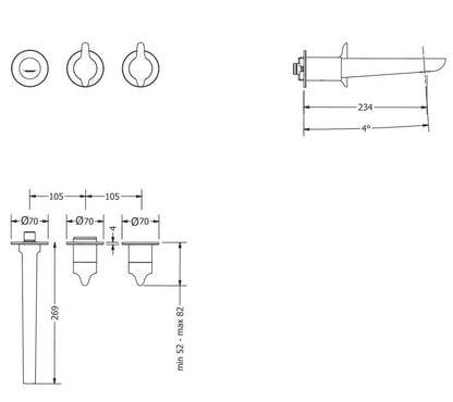 Crosswater Foile Module 2 Outlet 2 Handle Trim Set