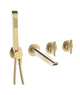 Crosswater Foile Module 2 Handle Bath & Handshower Trim Set - Brushed Brass