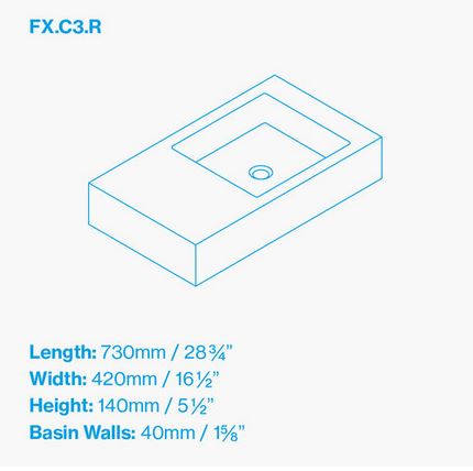 Kast Fox Basin 730 x 420mm (Choose Colour/Handing)