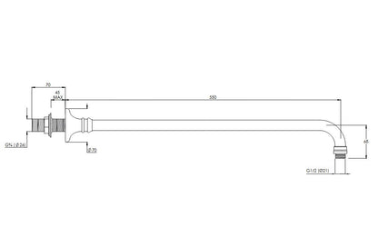 La Chapelle Long Projection Shower Arm - Nickel