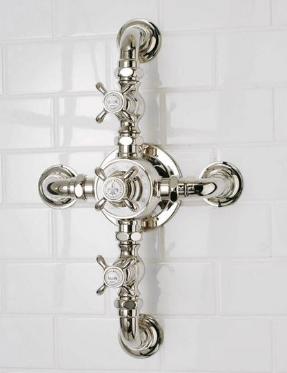 Lefroy Brooks La Chapelle Dual Control Thermostatic Valve With Wall Returns - Antique Gold