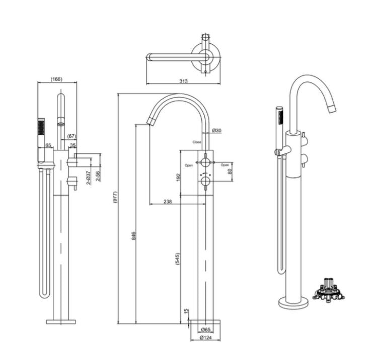 Crosswater Kai Lever Thermostatic Bath Shower Mixer w/ Kit