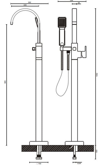 Crosswater Planet Floor Standing Bath Shower Mixer With Kit