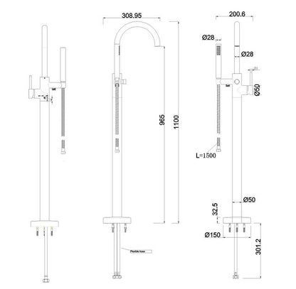 Hoxton Floorstanding Mono Bath/Shower Mixer Matt Black
