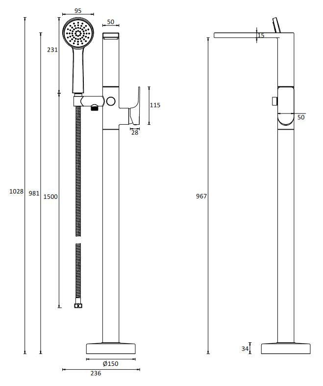 Crosswater Fuse Floor Standing Bath Shower Mixer Chrome