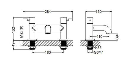 Crosswater Fusion Deck Mounted Bath Filler Chrome