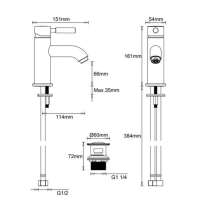 Crosswater Fusion Basin Mixer With Click Clack Waste