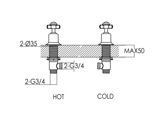 Just Taps Grosvenor Pinch Panel Valves 3/4