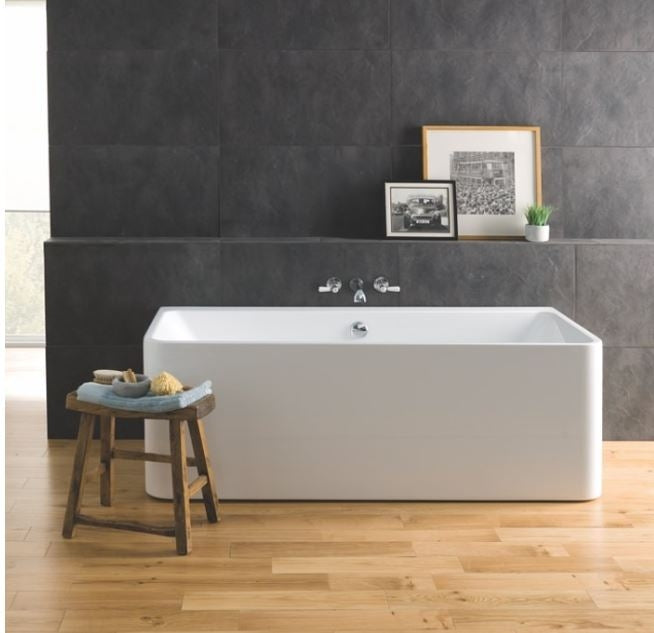 BC Designs Murali 1720 x 740mm Free Standing Back To Wall Double Ended Bath White Gloss