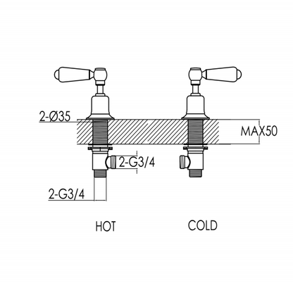 Just Taps Grosvenor Lever Panel Valves 3/4
