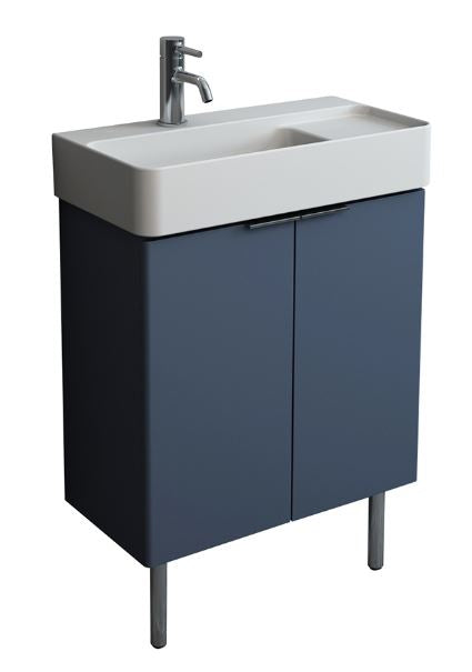 Essentials Blade 600mm Two Door Floor Standing Cabinet, Short Projection 310 Deep in Matt Blue