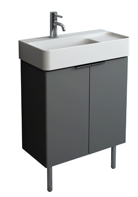 Essentials Blade 600mm Two Door Floor Standing Cabinet, Short Projection 310 Deep in Matt Grey