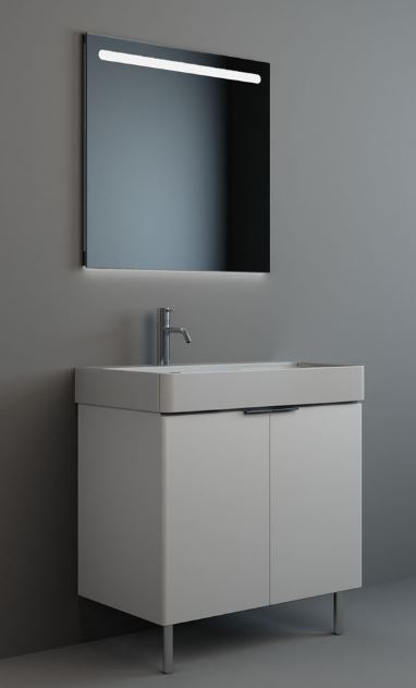 Essentials Blade 800mm Two Door Floor Standing Cabinet, 460mm Deep in Matt White