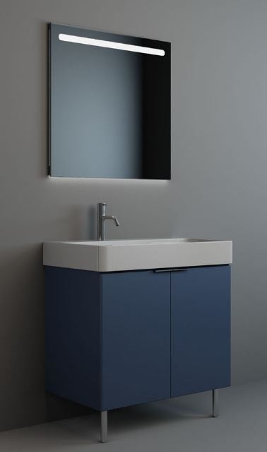 Essentials Blade 800mm Two Door Floor Standing Cabinet, 460mm Deep in Matt Blue