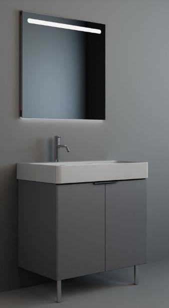 Essentials Blade 800mm Two Door Floor Standing Cabinet, 460mm Deep in Matt Grey
