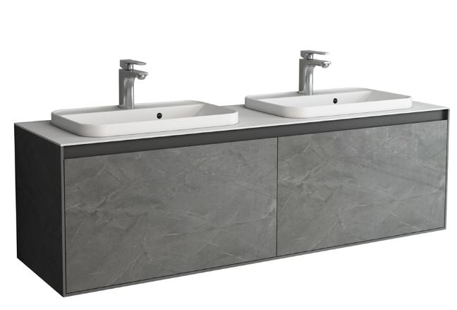 Essentials Arco 1600mm Twin Double Single Drawer Cabinet in Grey Marble