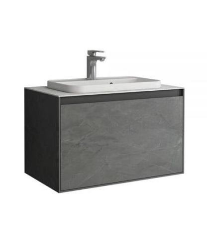 Essentials Arco 800mm Single Drawer Cabinet in Grey Marble