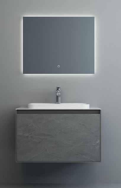 Essentials Arco 800mm Single Drawer Cabinet in Grey Marble