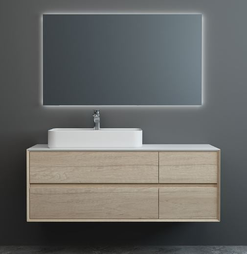 Essentials Grace 1200mm Two Drawer Wall Mounted Cabinet in Natural Oak