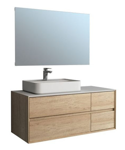 Essentials Grace 1200mm Two Drawer Wall Mounted Cabinet in Natural Oak