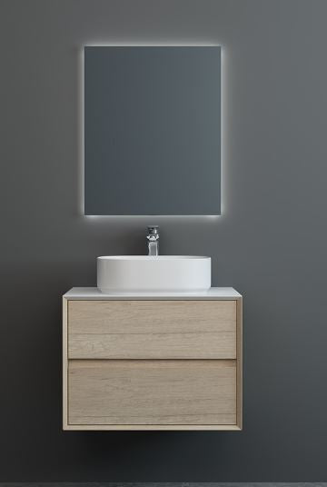 Essentials Grace 600mm Two Drawer Wall Mounted Cabinet in Natural Oak