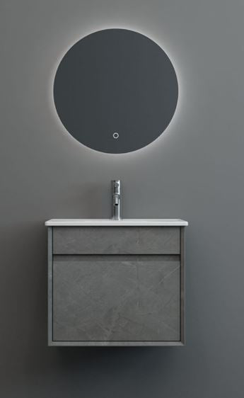 Essentials Alma 600mm Single Drawer cabinet in Grey Marble