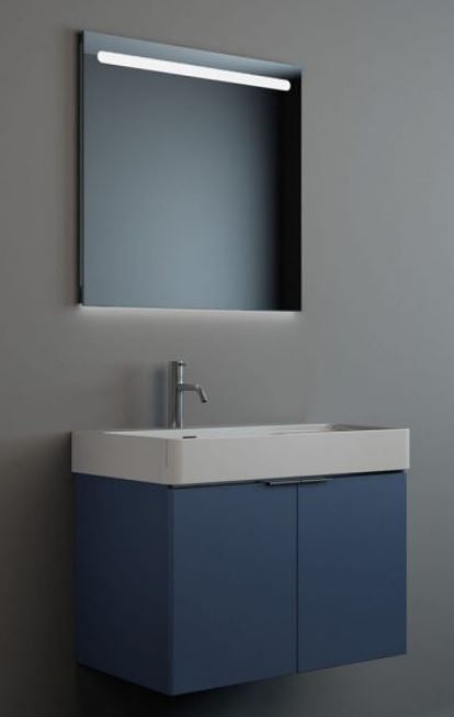 Essentials Blade 800x460mm Two Door Wall Hung Matt Blue Cabinet