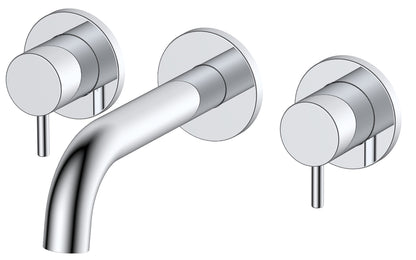 Lever 3 Hole Chrome Wall Mounted Basin Mixer