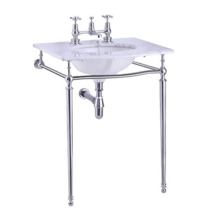 Carrara marble slab with rear back splash basin- 2 Tap Holes