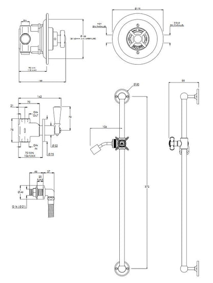 Godolphin Concealed Archipelago Thermo Mixer With Slide Bar - AG