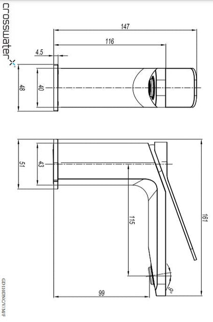 Crosswater Glide II Basin Monobloc Mixer - Stainless Steel