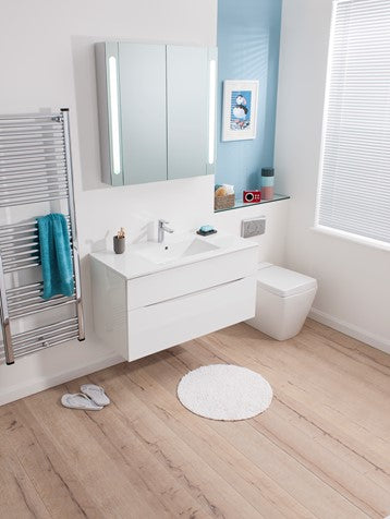 Crosswater Glide II 1000x450mm Wall Hung Vanity Unit  - White Gloss