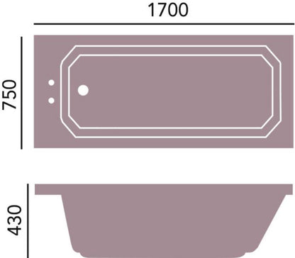 Granley Single Ended 1700x750 Bath 2TH