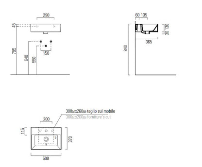 GSI KUBE X 500mm x 370mm White Basin