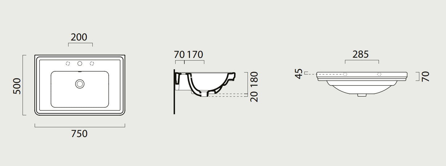 GSI Classic 750 x 500mm Washbasin