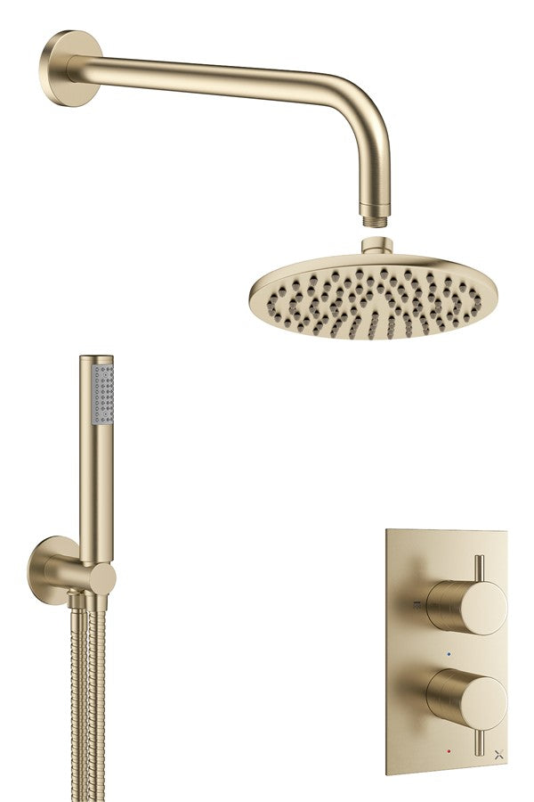 Crosswater MPRO 2 Outlet Shower Bundle-Brushed Brass