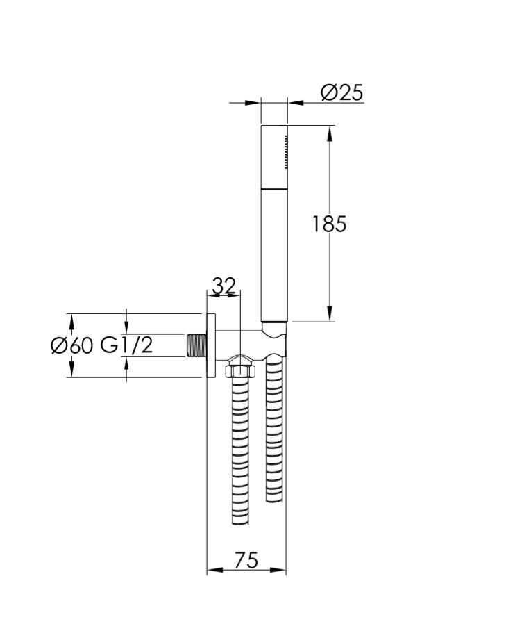 Round Water Outlet Hose & Handshower Att Brushed Brass