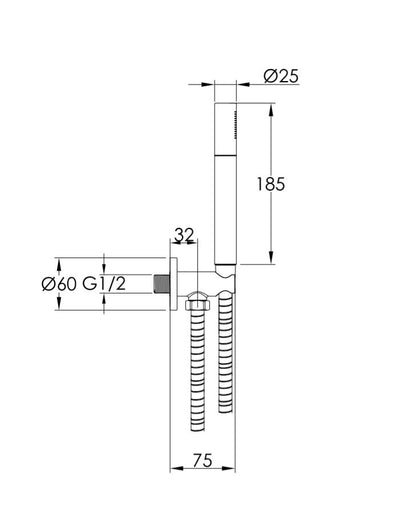 Round Water Outlet Hose & Handshower Att Brushed Brass