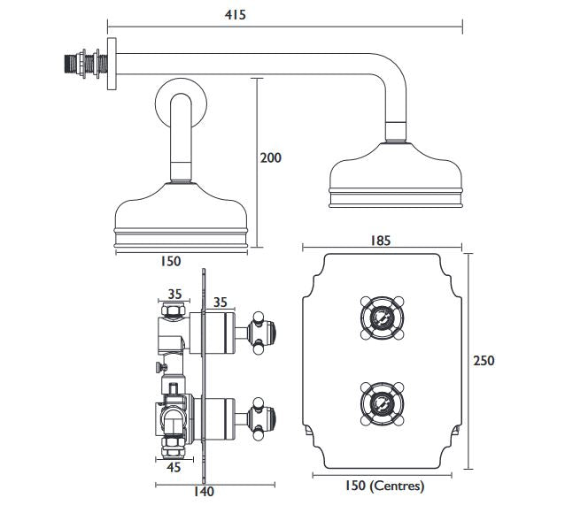 Hartlebury Recessed Valve & Fixed Head Kit Chrome