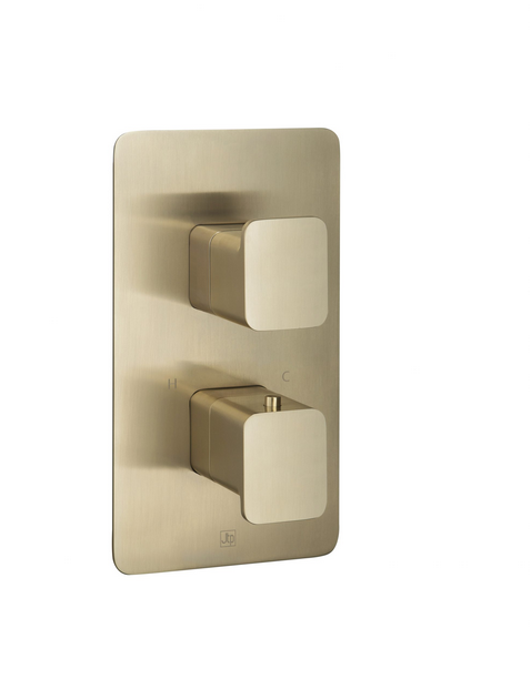 Hix Brushed Brass Thermostatic Shower Valve With 2 Outlets