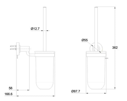 Hoxton 87 x 166 x 362mm Toilet Brush Holder in Chrome